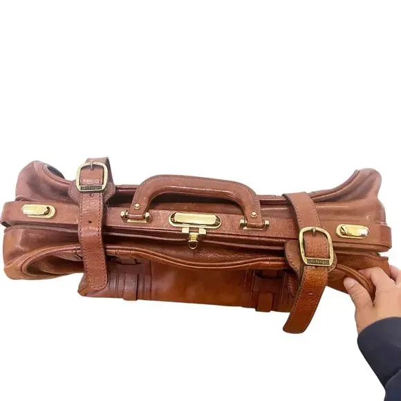 Vintage Arfango Italia Brown Leather Travel Bag